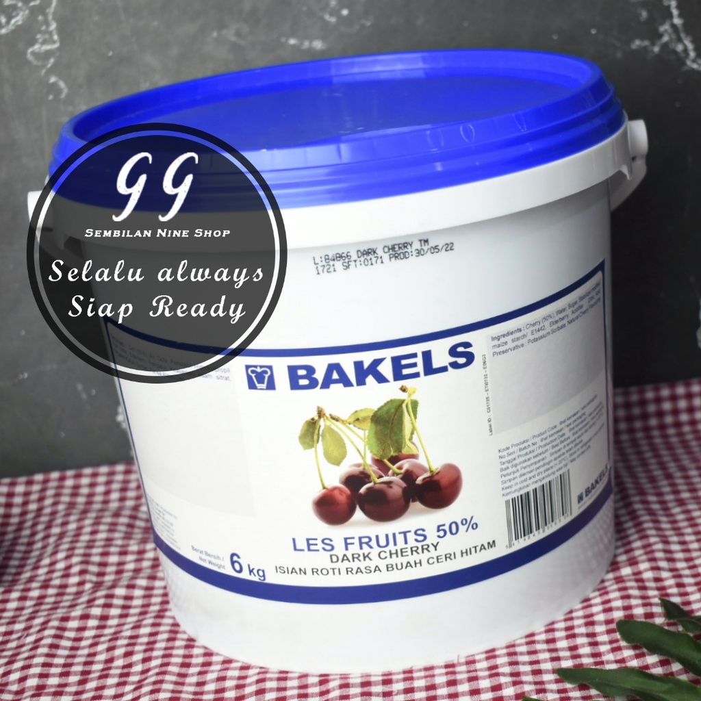 

BAKELS DARK CHERRY 50% Les Fruits 6 KG Isian Roti Rasa Buah Ceri Hitam Bakel Chery Cheri