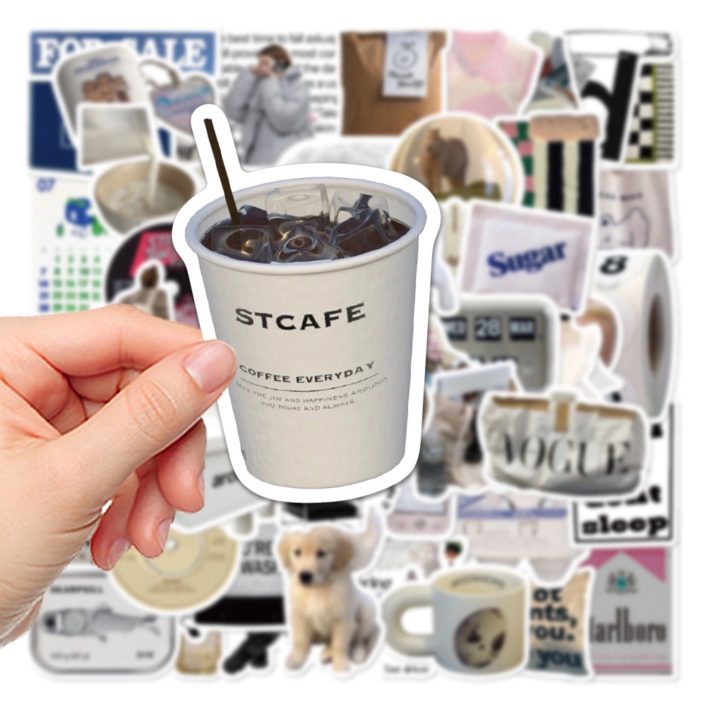 

[Pengiriman 24 Jam] 57 Pcs Vintage Ins Sederhana Lucu Stiker Korea Kartun Decals DIY Laptop Kulkas Ponsel Scrapbook Keren Graffiti Sticker Mainan Cangkir Air