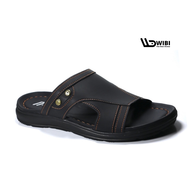 WIBI 39-43 Antique Eyes Black - Sandal Slide Selop Kulit Pria Dewasa Wibi S11 - 03