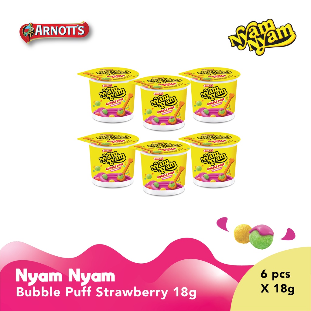 

Arnott's Nyam-Nyam Bubble Puff Strawberry 18 gr x 6