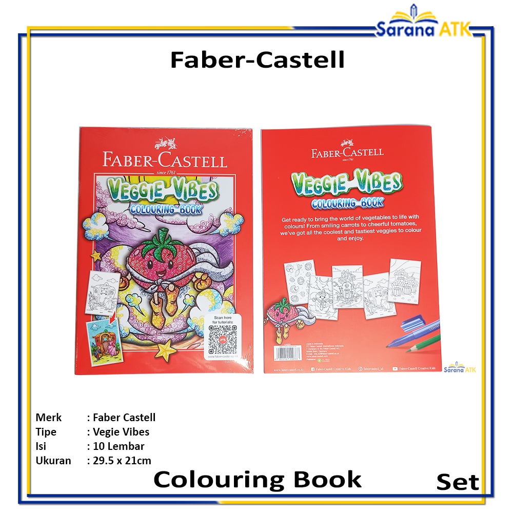 

Faber Castell - Buku Mewarnai Anak Veggie Vibes Colouring Book - Pcs