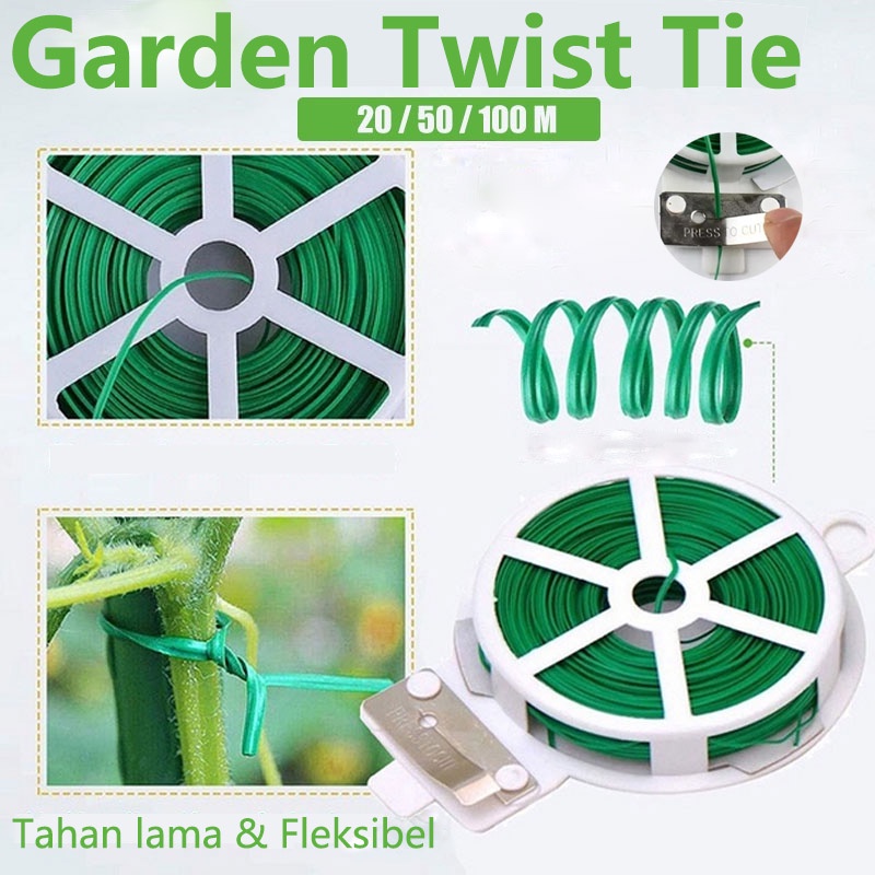 20/50/100M Twist Tie/Garden Twist Tie /Green Coated Wire Twist Tie / Kabel Tie Pengikat Tanaman