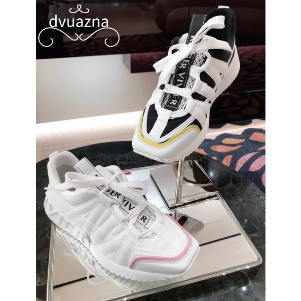 Genuine Roger Vivier/RV Crystal Mesh Low Belt buckle Casual Sports shoes