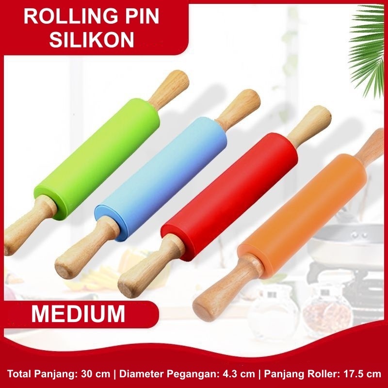Norden - ROLLING PIN SILIKON 30 CM - Penggiling Adonan Anti Lengket Non Stick Roller Silicone Medan