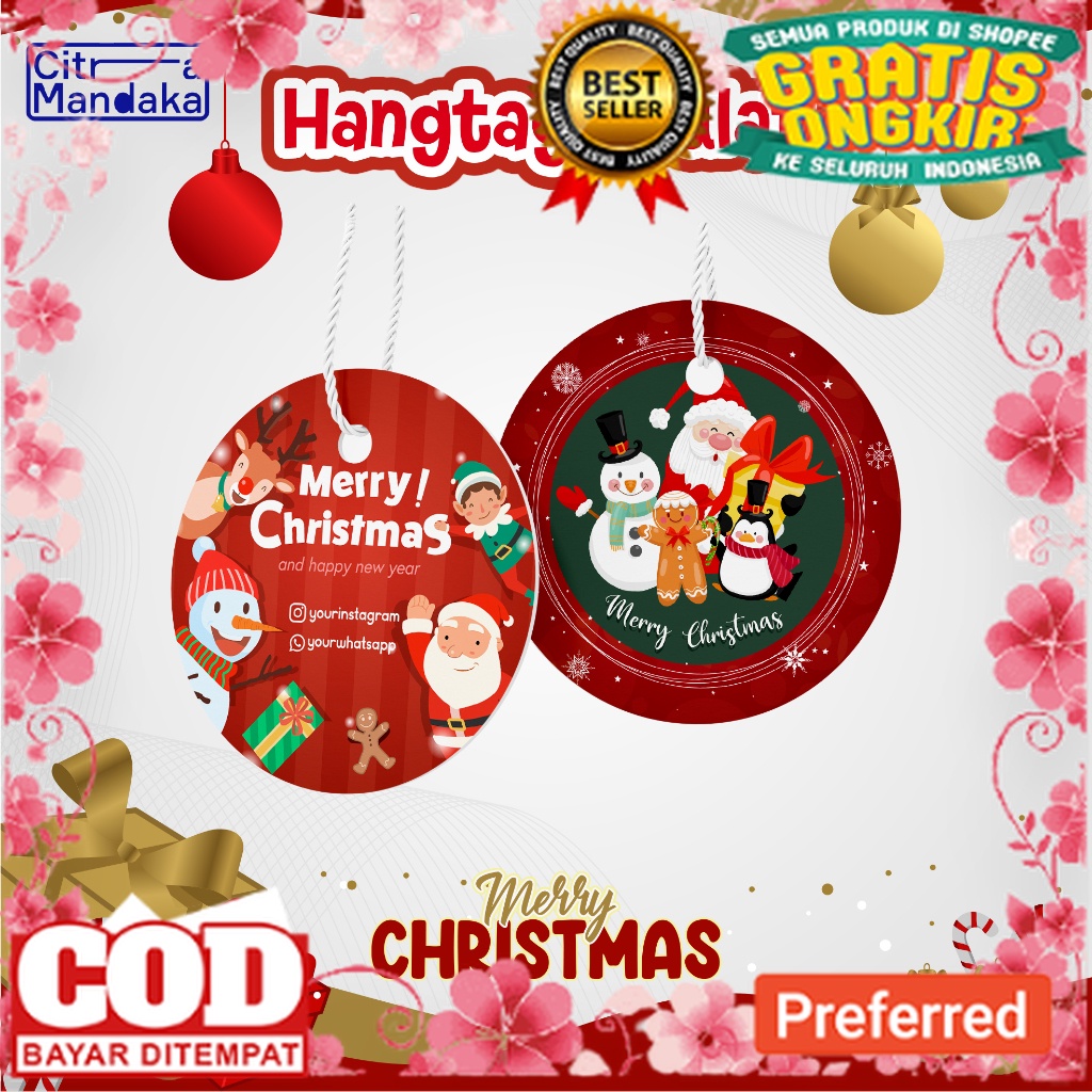 

Hang Tag Custom Christmas Gift Hampers Natal 1 Sisi Free Design// KOSTUM NATAL / POHON NATAL / AKSESORIS NATAL / HARI NATAL
