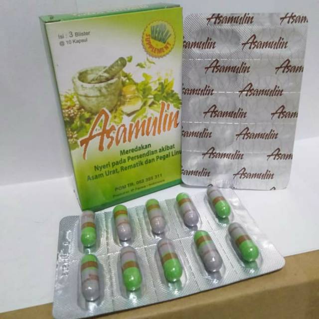 

Jamu Herbal Asamulin kapsul asam urat 1 box isi 3 blister Obat Asam urat, reumatik, pegel linu, kolesterol Terlaris