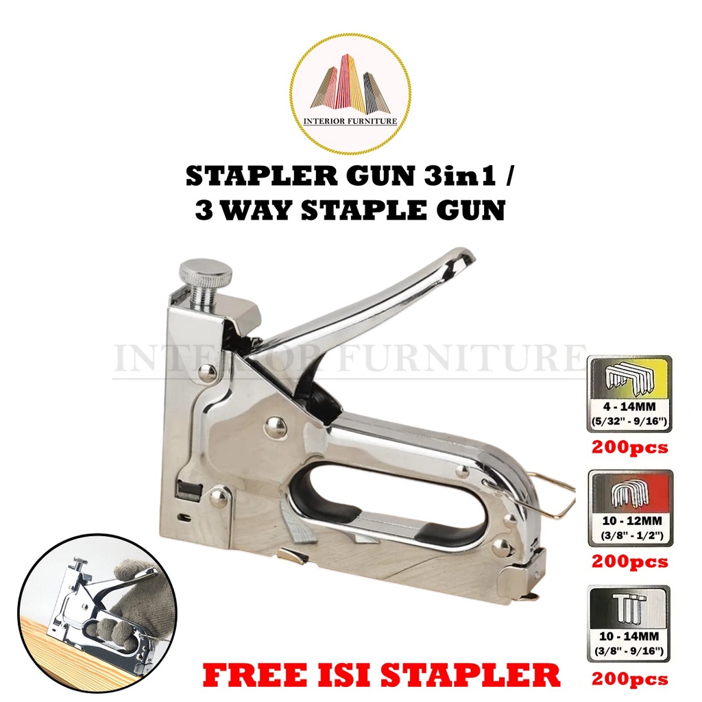 

Staple Gun Tembak Tacker 3 Way Staples Gun Staples Stepler Hekter 3in1