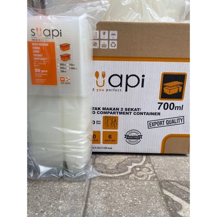 Thinwall container 700 ml / Thinwall Suapi sekat 2 PER DUS / KARTON