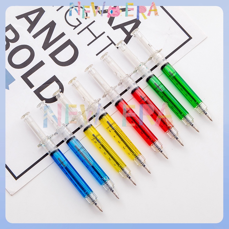 

NewEra Pulpen Jarum Suntik Lucu Empat Warna Pen Bentuk Suntik Lucu Pulpen Cetek Model Suntikan Tinta Gel Hitam Korean Syringe Ballpoint Pen