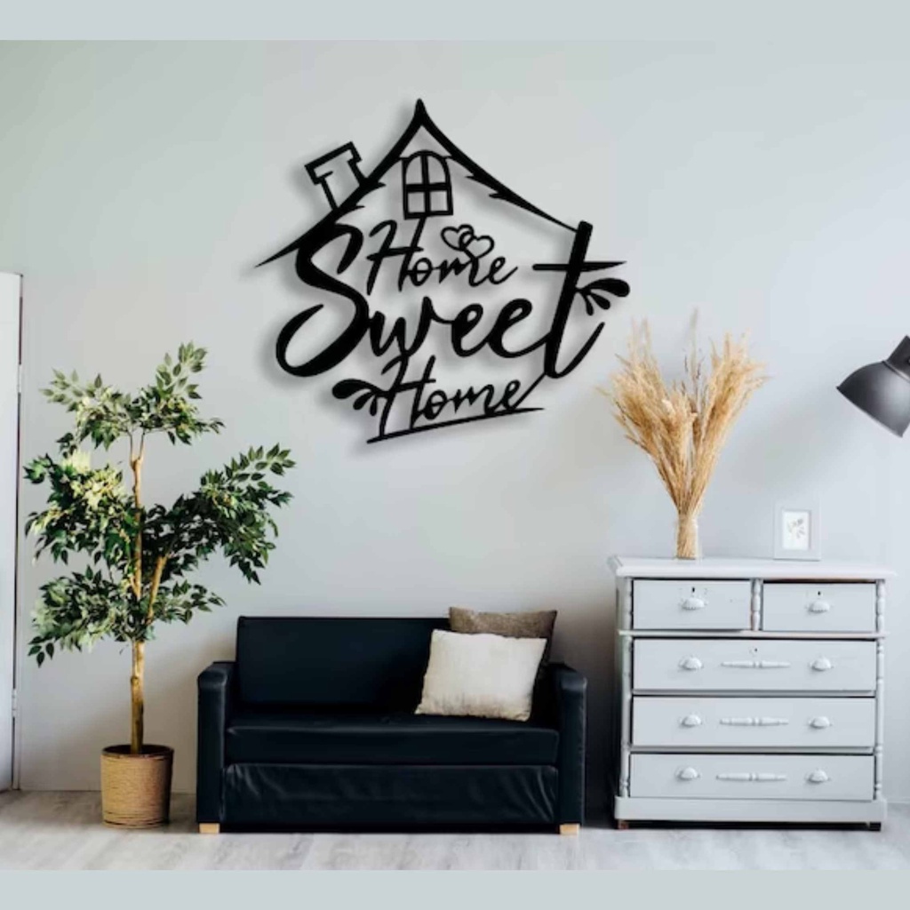 KREASI KAYU (3D ) (40x40cm) Hiasan dinding Home - Spesial Decor HOME timbul Tulisan home sweet home 