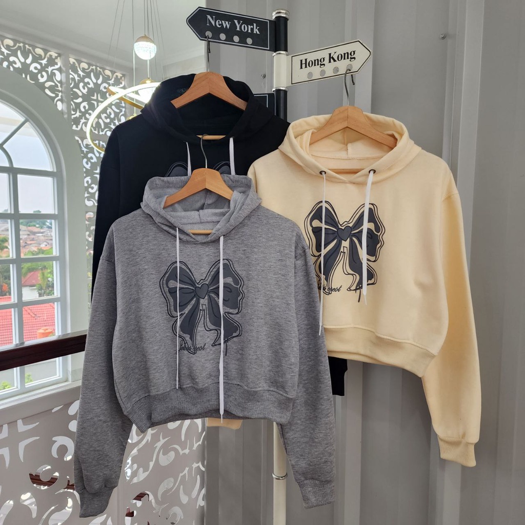 NOUSKA - PITA CROP HOODIE Sweater Hoodie Crop Top Aesthetic Lucu Korea
