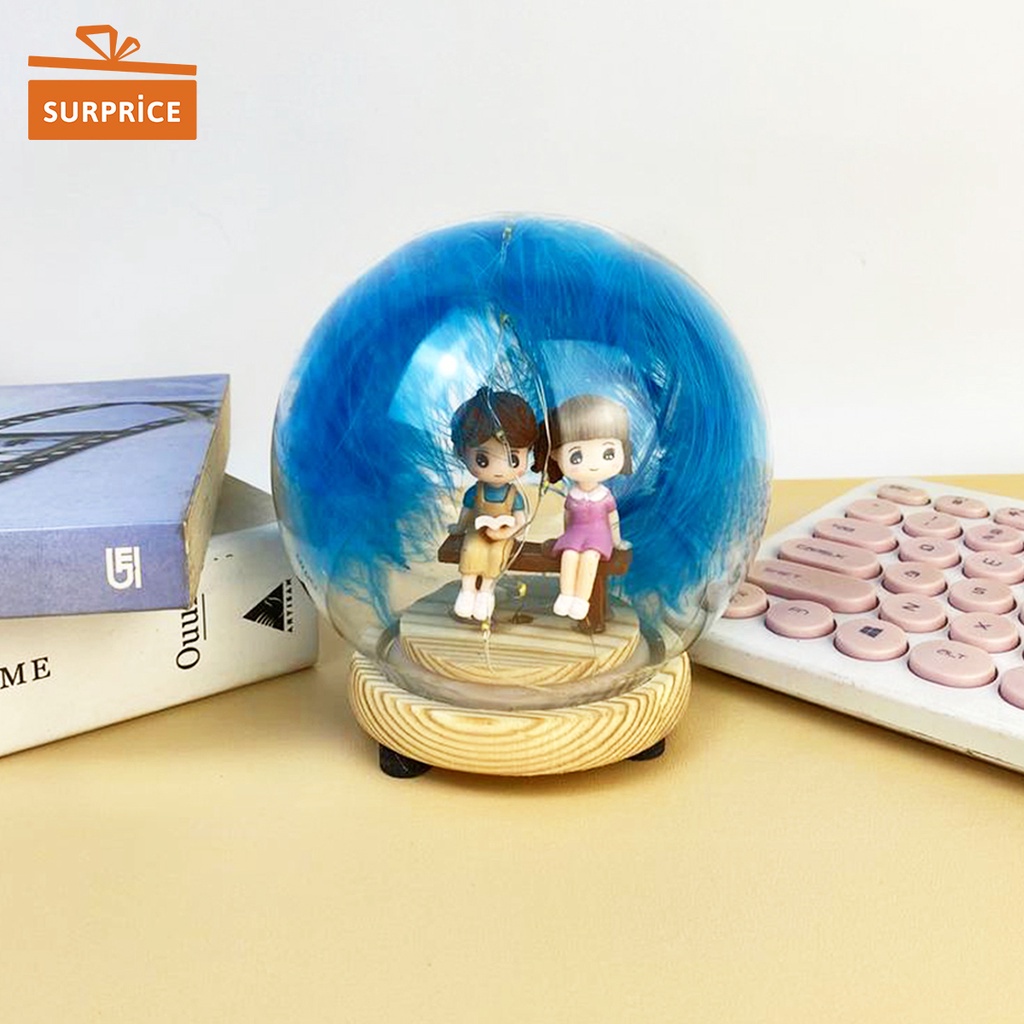 [MEGA SALE] Pajangan Kaca Couple Tabung Bulat Lampu / Pajangan Bola Kaca LED