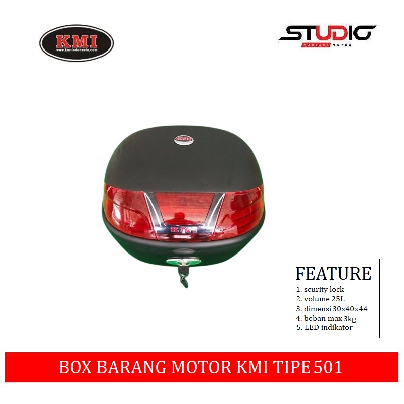 Box bagasi Belakang sepeda motor Rear Box Kmi 501 Kapasitas 35 Liter – Universal Sepeda Motor