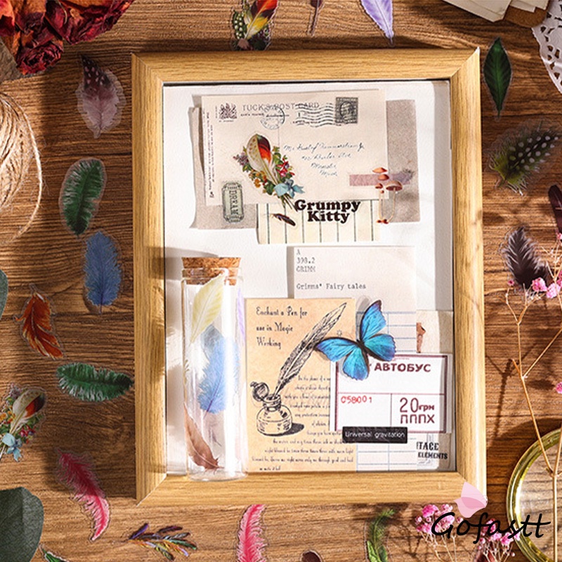 

Tas Stiker Tahan Air 60-Sheet Set Anak-anak Ledger Stiker Bahan Tum buhan Retro Kreatif-G