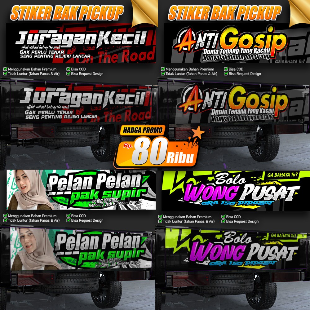 STIKER BAK BELAKANG MOBIL GRANMAX PICK UP / DECAL STIKER BAK CARRY L300 / VARIASI STIKER BAK PICK UP