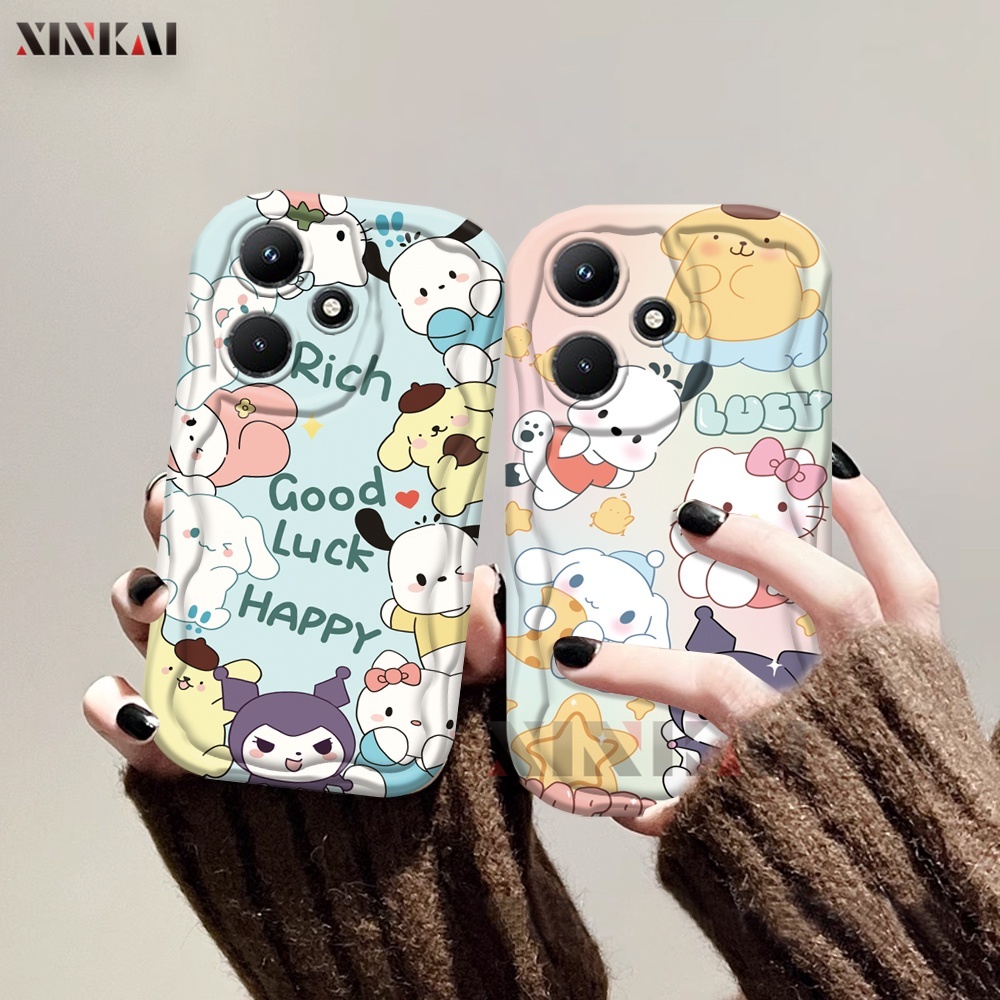 Casing hp Infinix Hot 30i Smart 8 Note 12 G96 Note 30 30 Play Smart 7 Smart 6 Smart 5 Hot 12 Play 11 Play 9 Play 10 Play Hot 20S Cute Case Sanrio family members 3D Soft Wave Edge Phone Cover Xinkai
