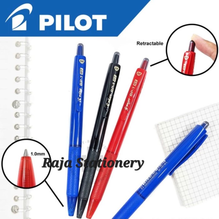 

PILOT BALL PEN CLICKER BP-1 RT PENA PULPEN CETEK PILOT BP-1RT 12PCS - BLACK, FINE TIP