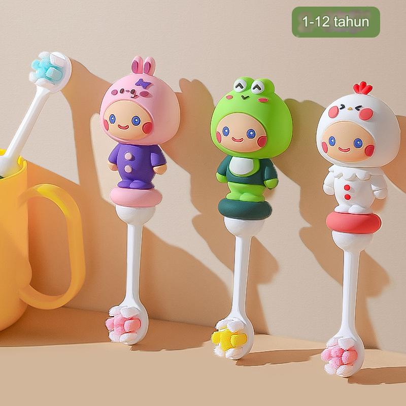 Sikat Gigi Silikon Bayi 2-8 Tahun, Sikat Gigi Silikon Lucu Kartun Ayam Putih Bulu Lembut Grosir Sika