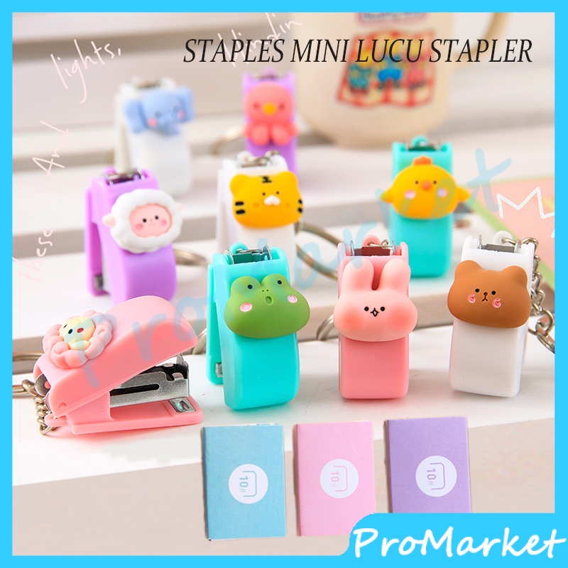 

Stapler Mini Portable Cute Character / Staples Mini Stapler Ukuran Kecil Unik Lucu Bonus isi Praktis