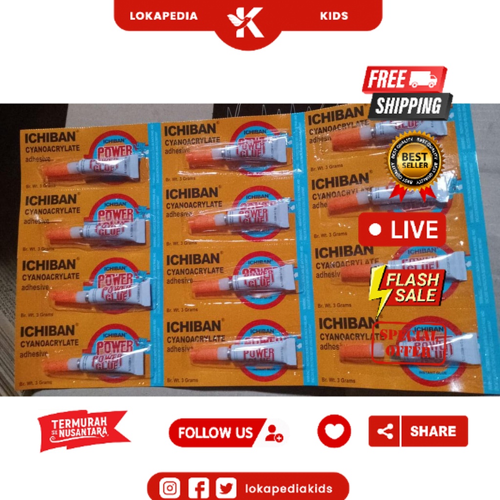 

(12Pcs) Lem Super Power glue / Lem Cair / Lem setan / Super Glue Ichiban