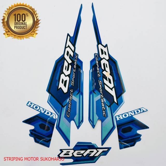 (ORI) striping honda beat karbu 2008 biru kualitas original