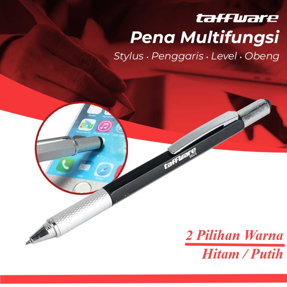 

Ballpoint Pulpen Pena Multifungsi Plastik Stylus Penggaris Waterpass Obeng Plus Minus Serbaguna - Taffware 9625 - Pen Multifungsi Stylus Hp Android Universal - Taffware Pena Multifungsi Stylus + Penggaris + Level + Obeng