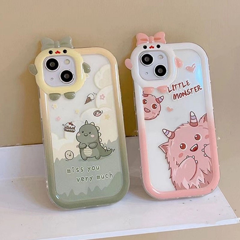 Creative Cute 3D Bow-knot Monster Lens Phone Case Compatible for iPhone 15 Pro Max 11 Pro Max 14 Pro