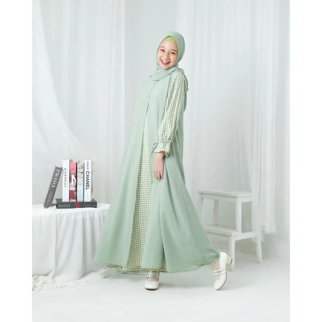 Vallina Outfit - Jasmine Dress Kids Gamis Maxy Anak Remaja Tanggung Perempuan Lebaran Cerutty Mix Sq