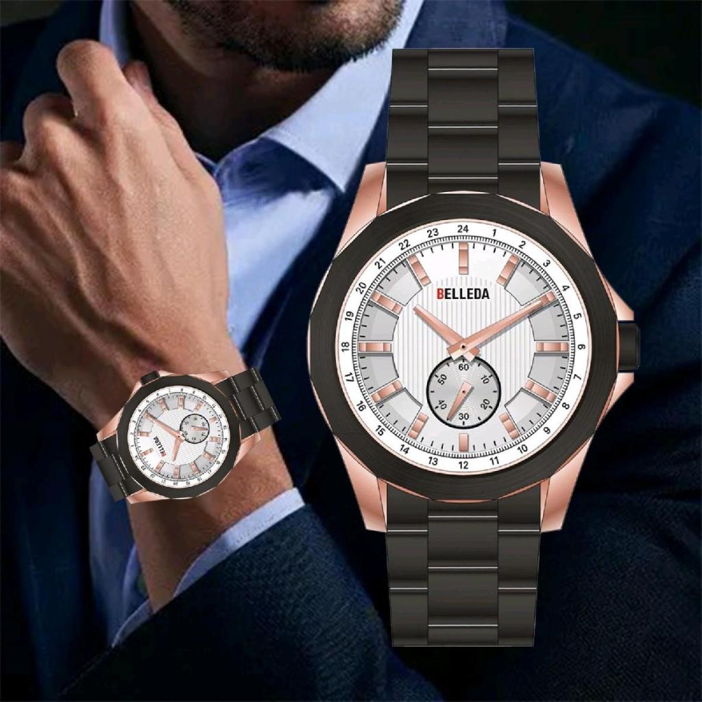 Original Jam Tangan Pria Belleda 9093 Analog Free Strap Kulit Jam Tangan Anti Air IMPORTIR™