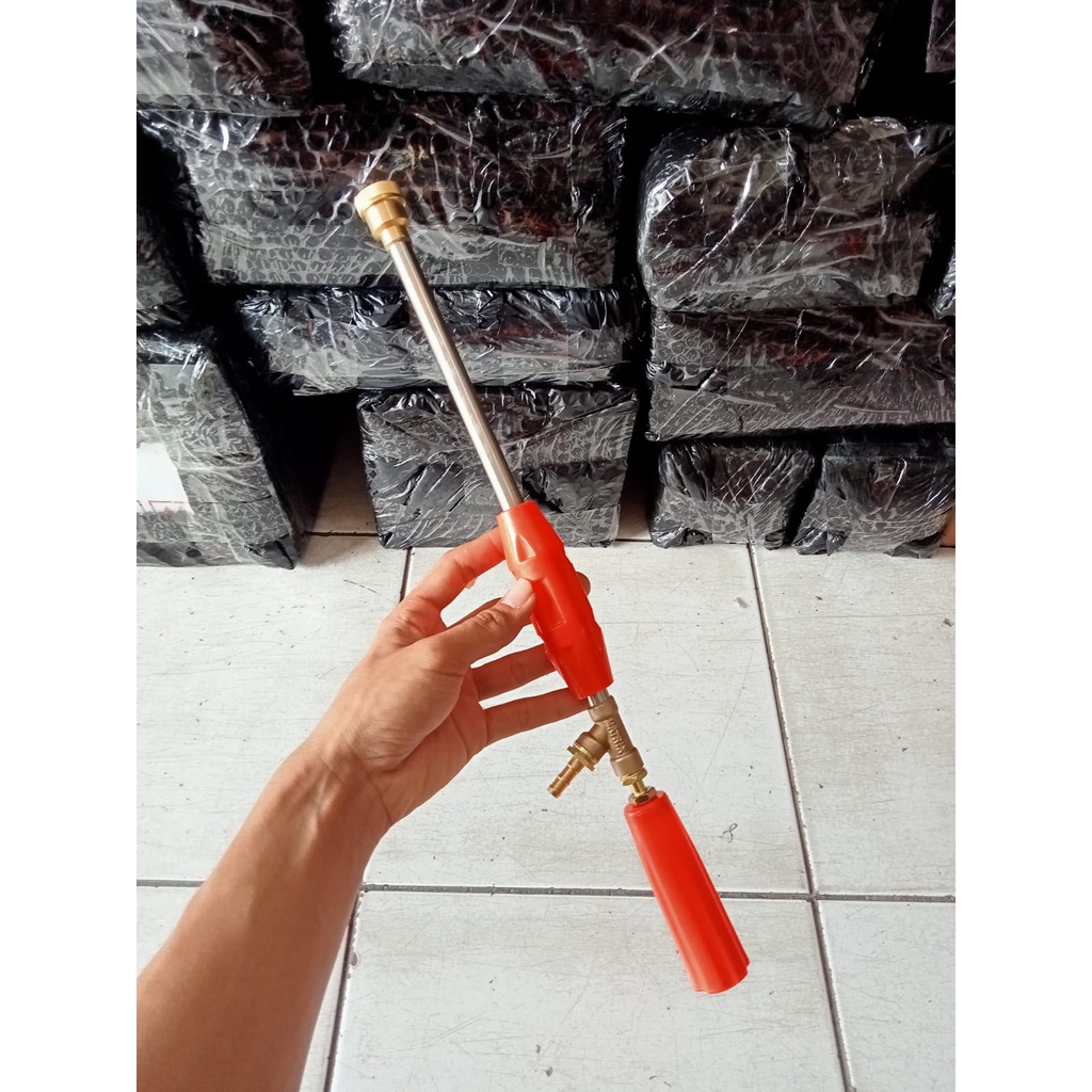 Paket Stik Steam stick sprayer stik power sprayer 45cm stik sprayer gun stik cuci motor kuningan + N
