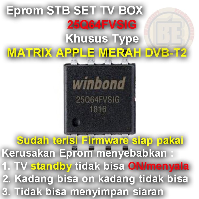 Integrated Circuit Eprom Firmware STB SET TV BOX MATRIX APPLE MERAH DVB-T2 IC PART