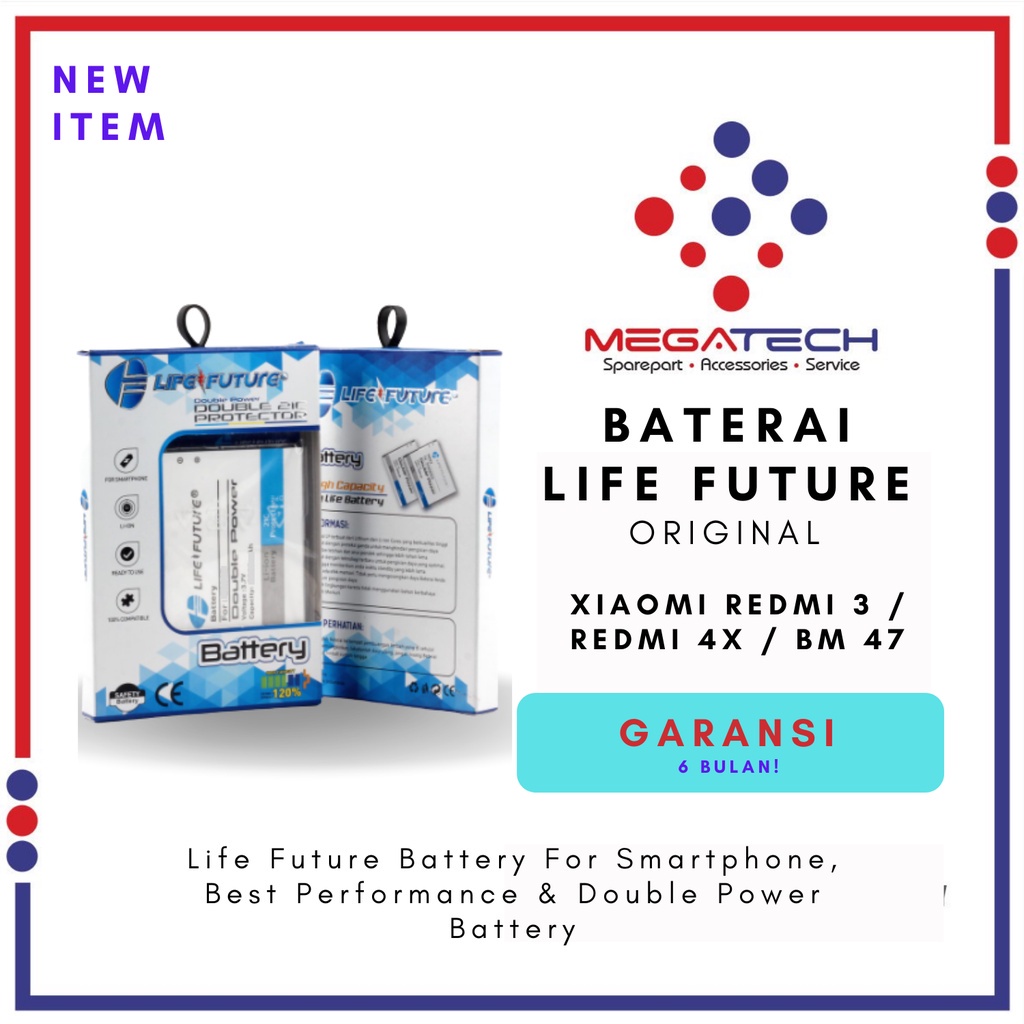 Original Baterai Xiaomi Redmi 3 / Baterai Redmi 4X / Baterai BM47 Universal Life Future