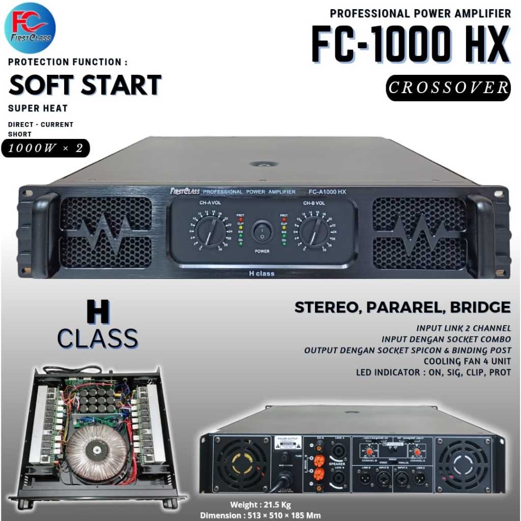 Power Amplifier Firstclass FC A1000HX Original 2X1000 watt