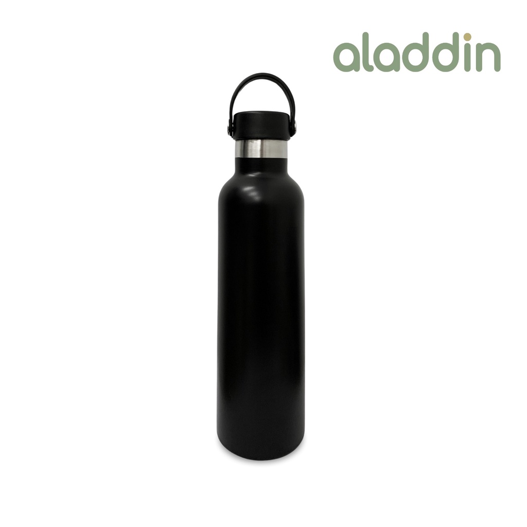 aladdin Botol Minum Thermos Elegan Stainless Steel With Handle Tahan Lama Dingin dan Panas, BPA Free 1000ml, A-1000/BLACK
