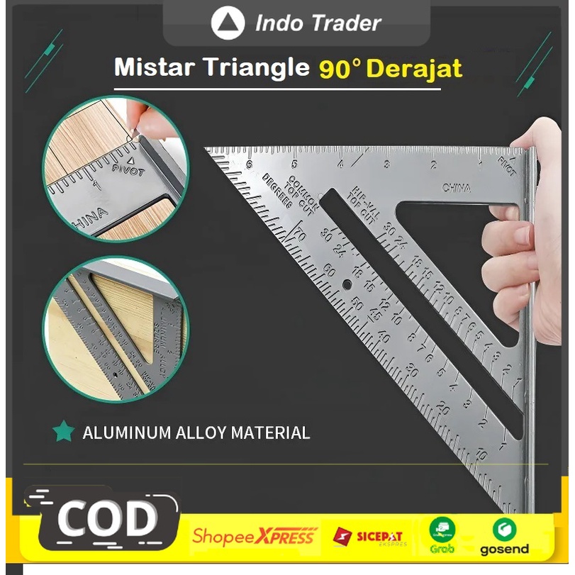 

Penggaris Siku Mistar Triangle Ruler Aluminium
