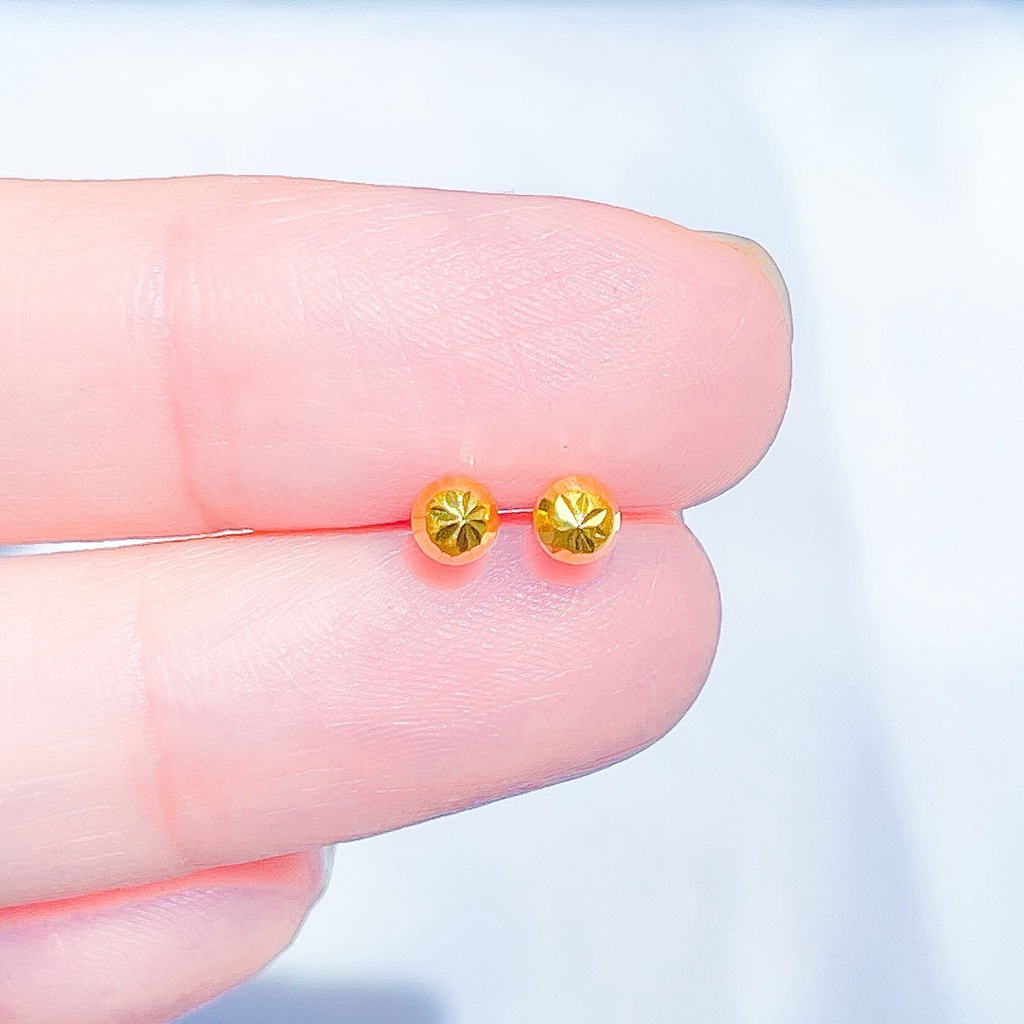 Anting duduk anak dan dewasa emas asli kadar 700 70 16k merica ukir bulat bola giwang kerabu paku cu
