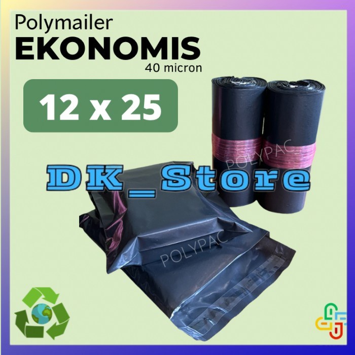 

Polymailer Hitam Ekonomis [12x25] isi 100 pcs - Polymailer Lem