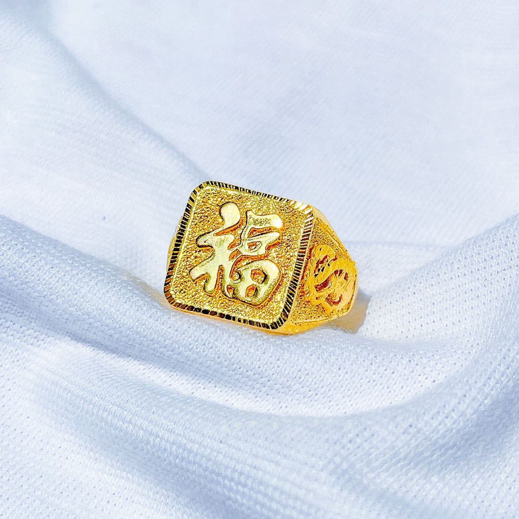 Cincin pria anak dan dewasa emas asli kadar 70 lokal hok hoki petak doff tanpa permata cowok tebal j