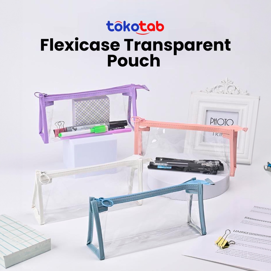 

Tokotab - FlexiCase Tempat Pensil Transparan Tepak Kotak Pensil Alat Tulis Zipper Pouch Organizer Storage Pouch Pencil Case PVC