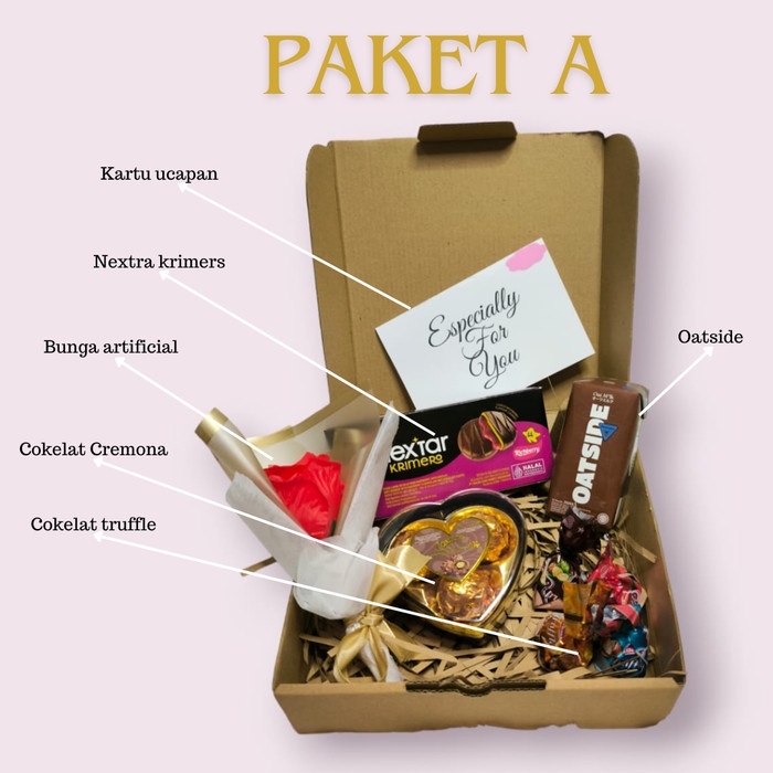 

HAMPERS GIFT BOX KADO ULANG TAHUN ANNIVERSARY VALENTINE PARCEL COKELAT - PAKET A