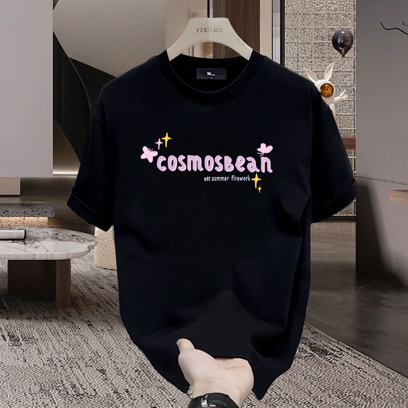 European and American retro printed couple top, men's new summer fireworks pattern, sweet and cool s