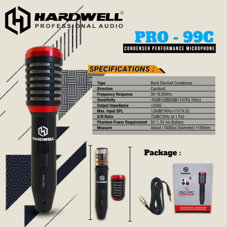 Mic Kabel Hardwell Condensor Pro 99 C Original Condenser PRO99C