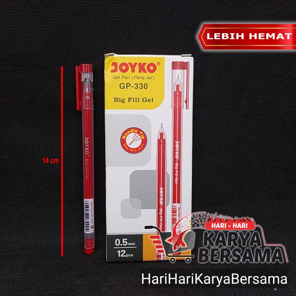 

JOYKO PULPEN BIG FILL GEL GP-330 0.5MM RED PER-BOX 12'S
