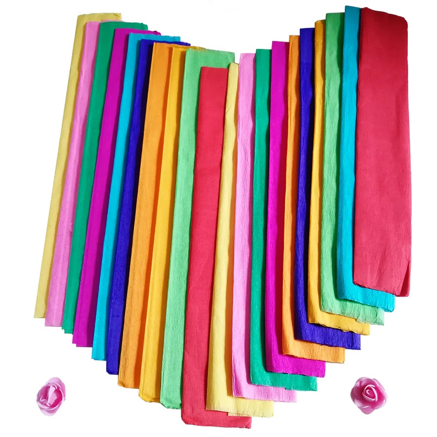 

(HASANS PARTY)[10 Lembar] Kertas Crep Bunga / Kertas Diy Kerajinan Tangan / Kertas Crepe 50x100 Plain Mix