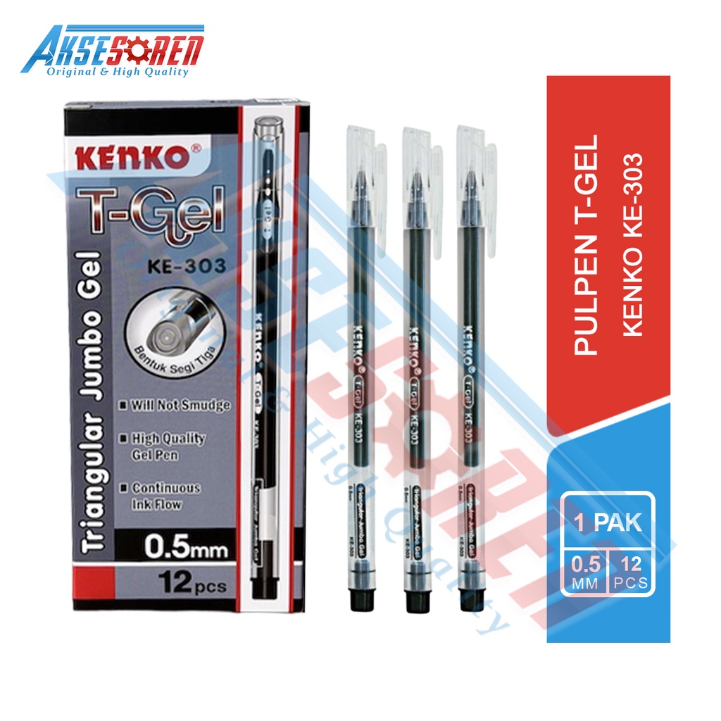 

Aksesoren Pulpen Gel Kenko T-Gel [KE-303/12Pcs] / Ballpoint Bolpen Pena Pen Polpen Jel Tinta Warna Warni / Alat Tulis Sekolah
