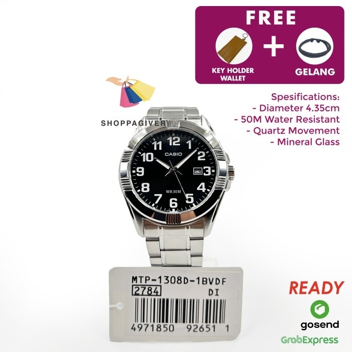 JAM TANGAN PRIA CASIO ORIGINAL MTP-1308D-1B / MTP-1308D-1BVDF ANALOG
