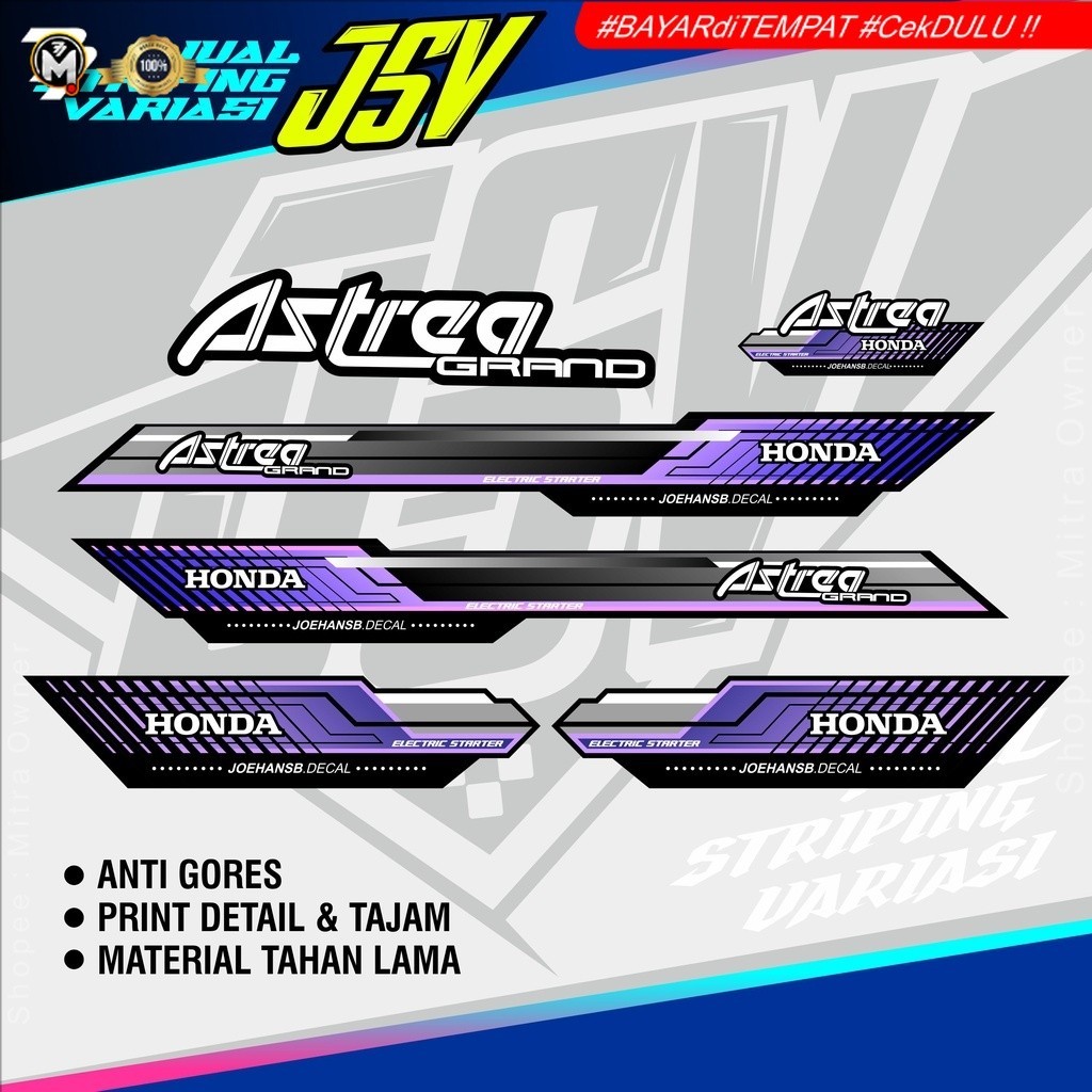 Striping Astrea Grand Variasi | Stiker Astrea Grand | Sticker Astrea Bulus Motif Klasik Original BLU