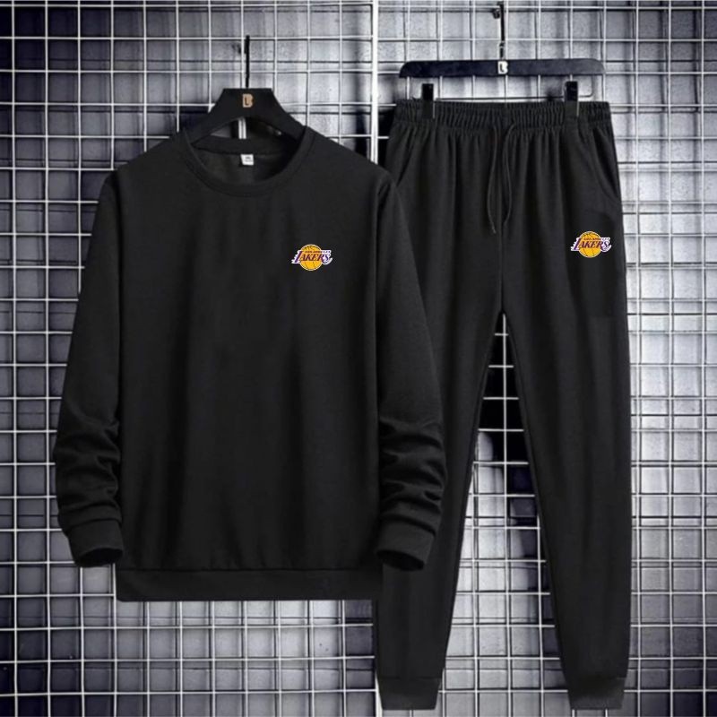 Baju Setelan Crewneck LAKERS Pria Dewasa / Setelan Celana Joger / Set Pria Dewasa Viral Trendy