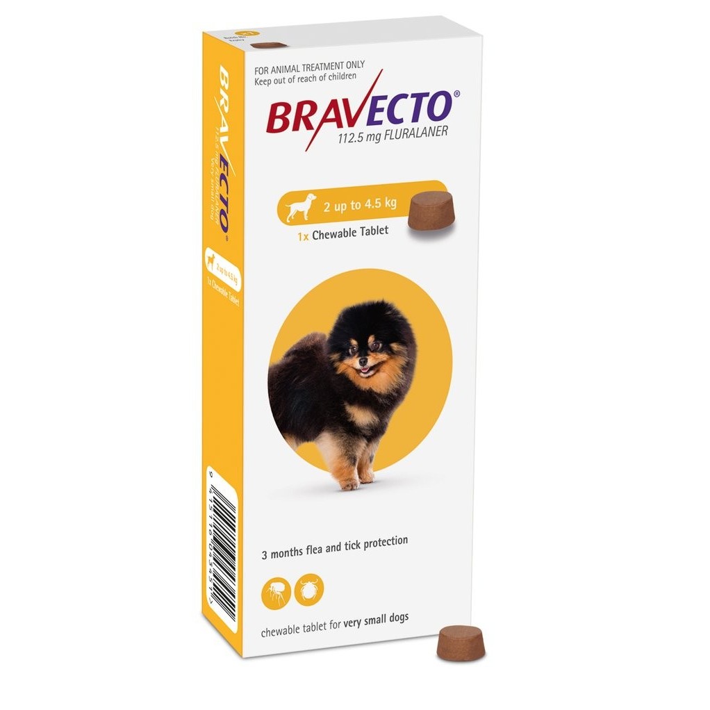 Bravecto Tab XSmall Dog 2-4.5kg, 112.5 mg