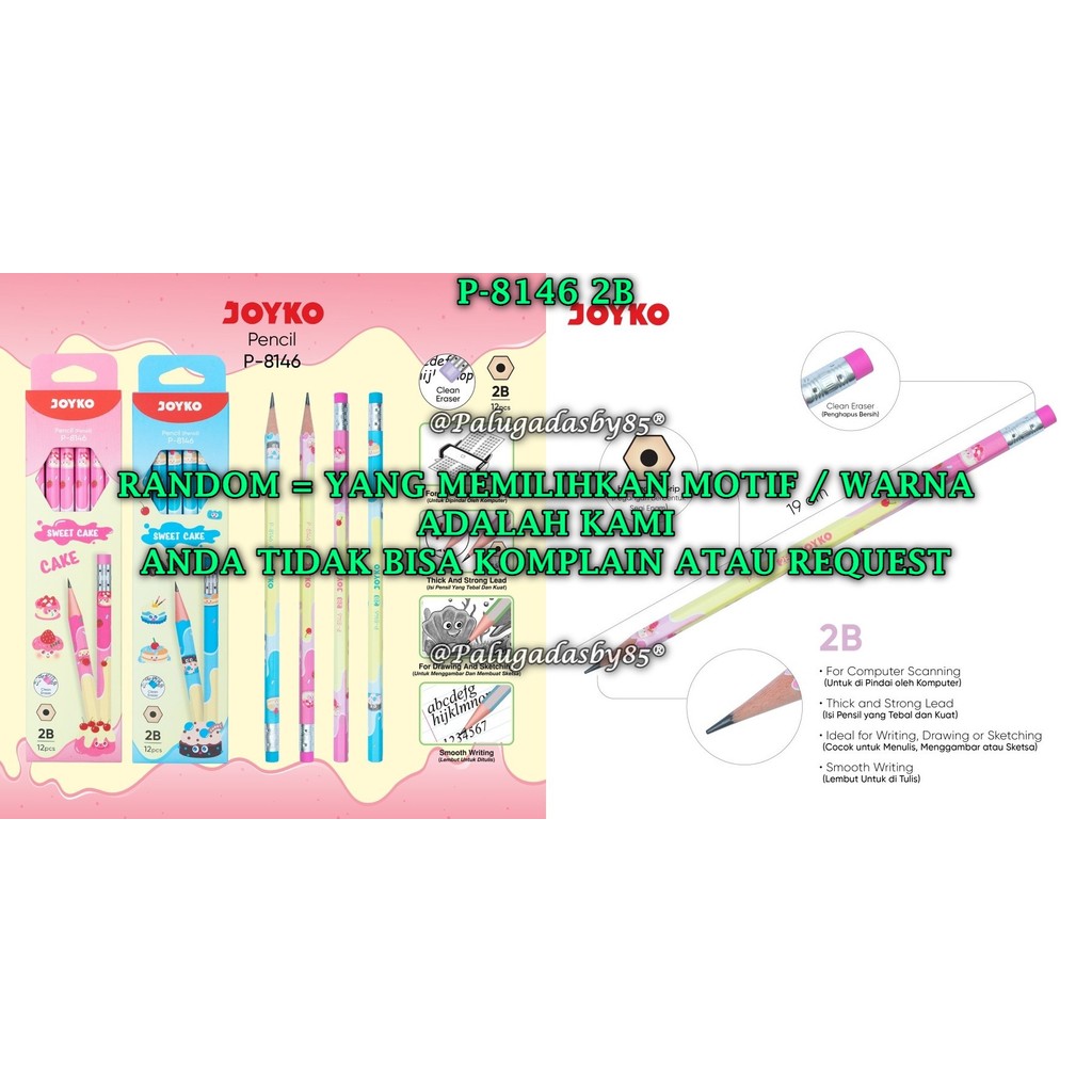 

(1 Pak Isi 12 Pcs) Pensil JOYKO P-8146 2B / Pencil Pensil Joyko P-8146 2B (1 Pak Isi 12 Pcs)